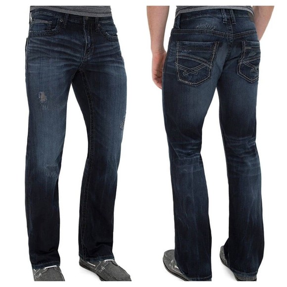 Buckle Other - Buckle BKE Carter Boot Men's Jeans 32R 32x32 Wash Distressed Thick Stitch